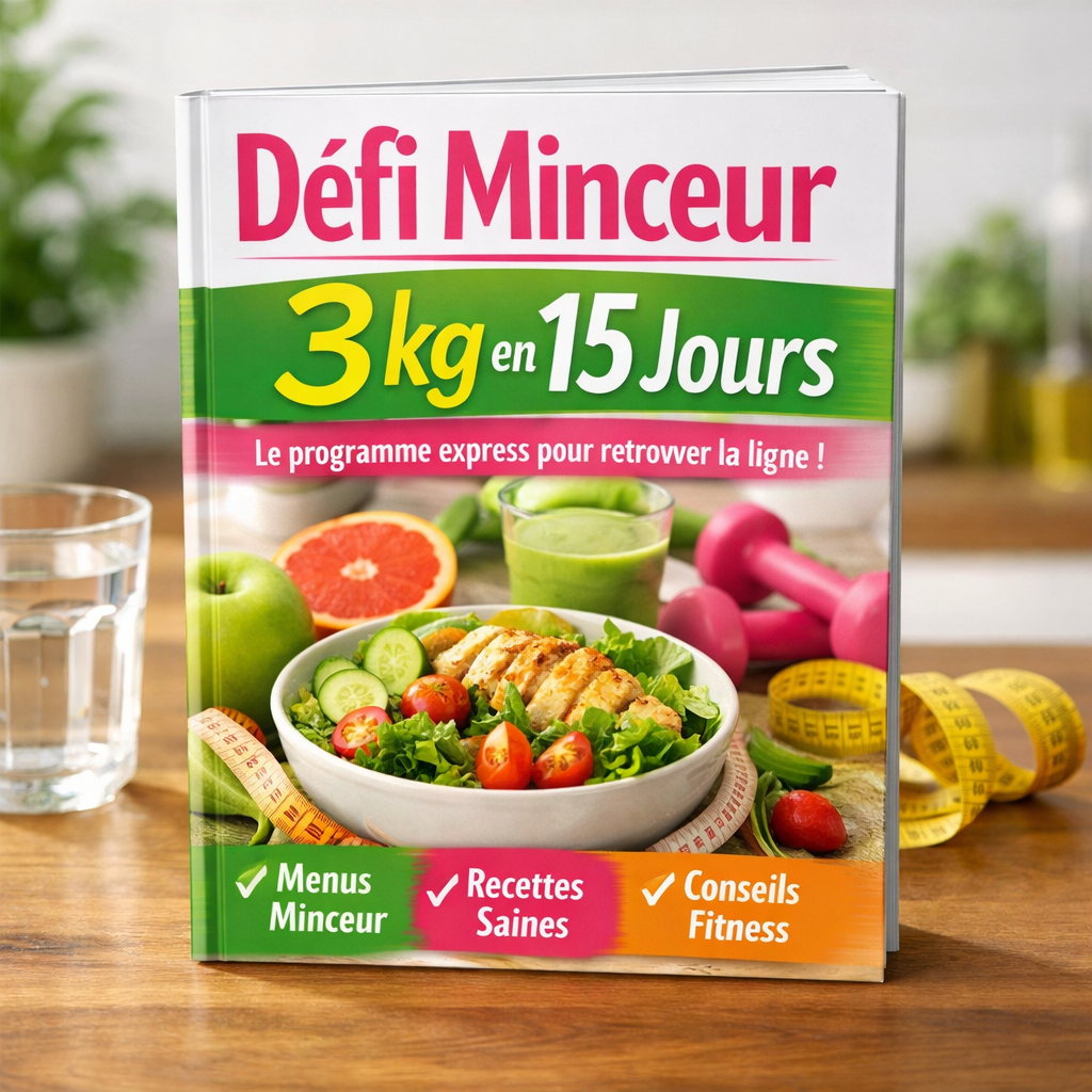 cre une image qui montre le livre nomm Dfi Minceur  3 kg en 15 jours-1